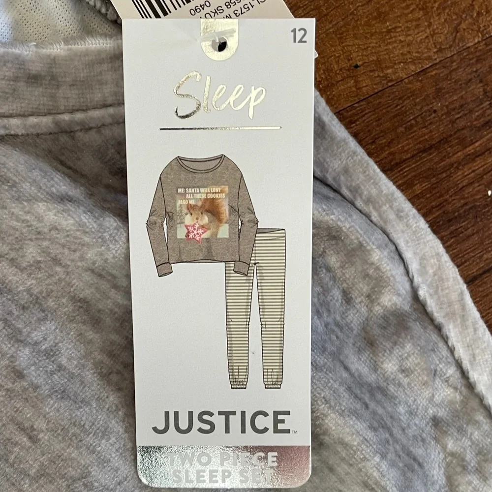 NWT justice girls Santa cookie pajamas 2 piece Sz 6 & 12 long sleeve LS pants